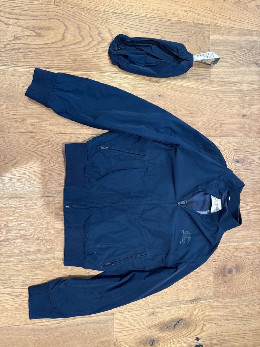 Burberry Navy Blue Bomber Jacket